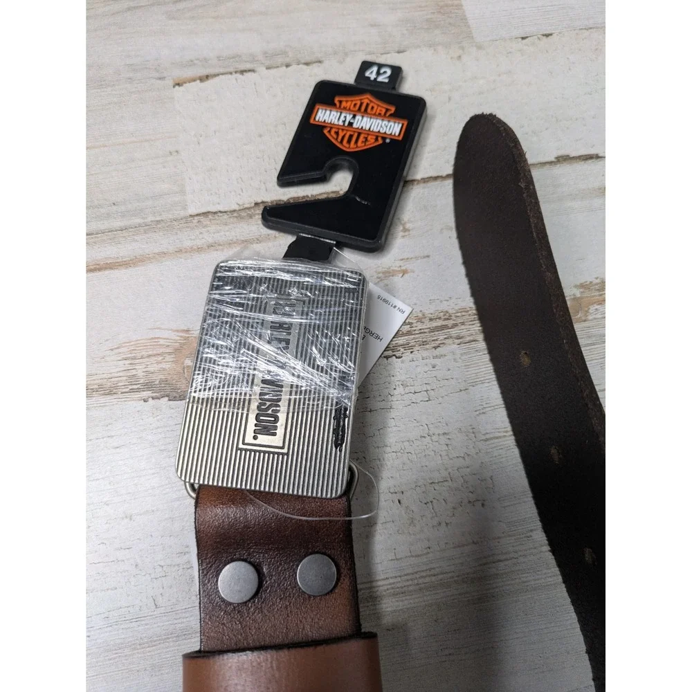 Harley Davidson Down-Shift Interchangeable Buckle Brown Leather Size 42 New
